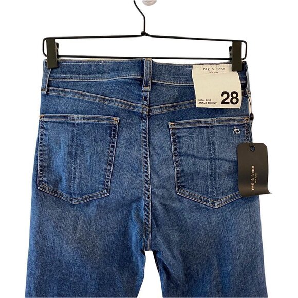 Rag & Bone Womens Ankle Slim Skinny Jeans Blue High Rise Pockets Denim 28 New - Picture 5 of 12